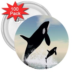 Whale Mum Baby Jump 3  Buttons (100 Pack)  by Alisyart