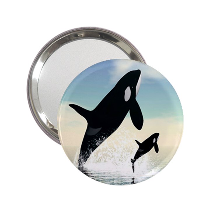 Whale Mum Baby Jump 2.25  Handbag Mirrors