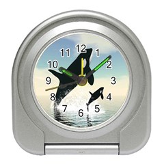 Whale Mum Baby Jump Travel Alarm Clocks by Alisyart
