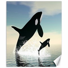 Whale Mum Baby Jump Canvas 8  X 10  by Alisyart