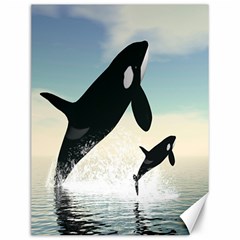 Whale Mum Baby Jump Canvas 12  X 16   by Alisyart