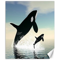 Whale Mum Baby Jump Canvas 20  X 24   by Alisyart