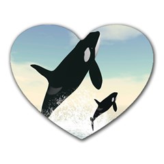 Whale Mum Baby Jump Heart Mousepads by Alisyart