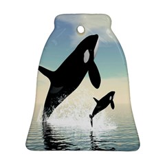 Whale Mum Baby Jump Ornament (bell) by Alisyart