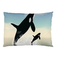 Whale Mum Baby Jump Pillow Case (two Sides) by Alisyart