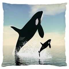 Whale Mum Baby Jump Large Cushion Case (two Sides)