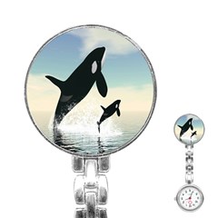 Whale Mum Baby Jump Stainless Steel Nurses Watch by Alisyart