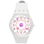 Atom Physical Chemistry Line Red Purple Space Round Plastic Sport Watch (M) Front