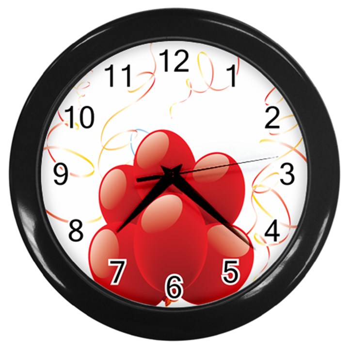 Balloon Partty Red Wall Clocks (Black)