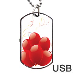 Balloon Partty Red Dog Tag Usb Flash (one Side)