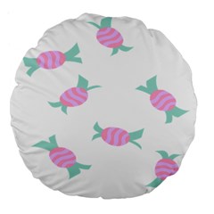 Candy Pink Blue Sweet Large 18  Premium Flano Round Cushions