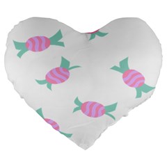 Candy Pink Blue Sweet Large 19  Premium Flano Heart Shape Cushions