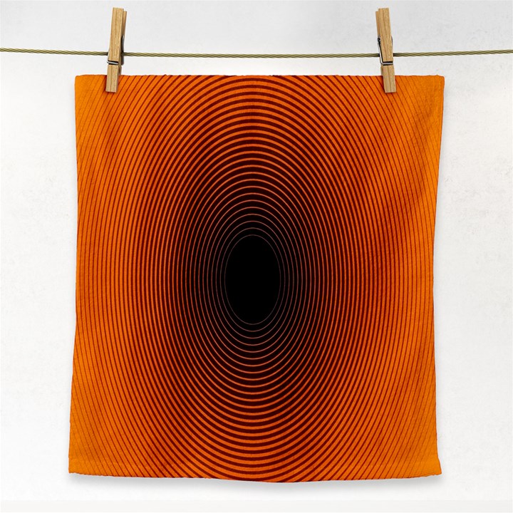 Abstract Circle Hole Black Orange Line Face Towel