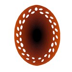 Abstract Circle Hole Black Orange Line Oval Filigree Ornament (Two Sides) Front