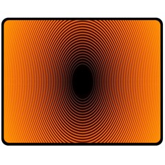 Abstract Circle Hole Black Orange Line Double Sided Fleece Blanket (medium)  by Alisyart