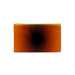 Abstract Circle Hole Black Orange Line Cosmetic Bag (xs) by Alisyart