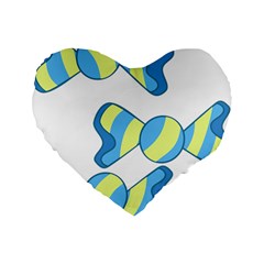 Candy Yellow Blue Standard 16  Premium Heart Shape Cushions