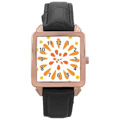 Circle Orange Rose Gold Leather Watch  by Alisyart