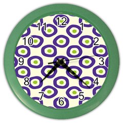 Circle Purple Green White Color Wall Clocks