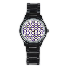 Circle Purple Green White Stainless Steel Round Watch