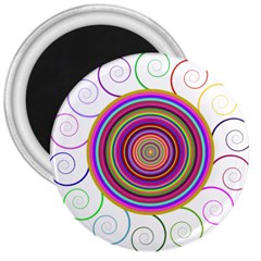 Abstract Spiral Circle Rainbow Color 3  Magnets