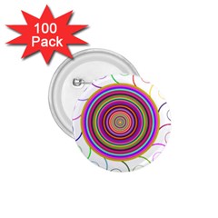 Abstract Spiral Circle Rainbow Color 1.75  Buttons (100 pack) 