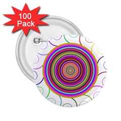 Abstract Spiral Circle Rainbow Color 2.25  Buttons (100 pack) 