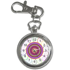 Abstract Spiral Circle Rainbow Color Key Chain Watches