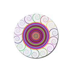 Abstract Spiral Circle Rainbow Color Rubber Coaster (Round) 