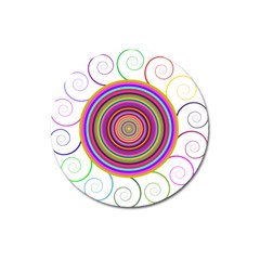 Abstract Spiral Circle Rainbow Color Magnet 3  (Round)