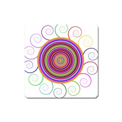 Abstract Spiral Circle Rainbow Color Square Magnet