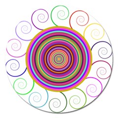 Abstract Spiral Circle Rainbow Color Magnet 5  (Round)