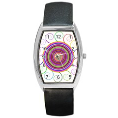 Abstract Spiral Circle Rainbow Color Barrel Style Metal Watch