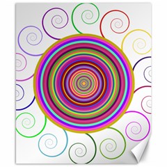 Abstract Spiral Circle Rainbow Color Canvas 8  x 10 