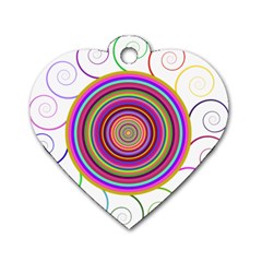 Abstract Spiral Circle Rainbow Color Dog Tag Heart (One Side)