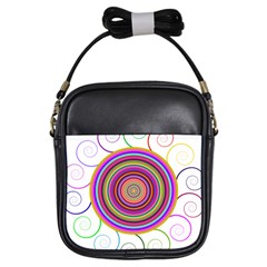 Abstract Spiral Circle Rainbow Color Girls Sling Bags