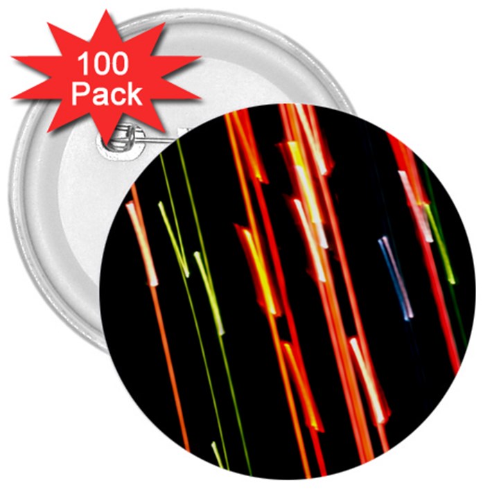 Colorful Diagonal Lights Lines 3  Buttons (100 pack) 