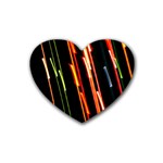 Colorful Diagonal Lights Lines Rubber Coaster (Heart)  Front