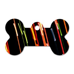 Colorful Diagonal Lights Lines Dog Tag Bone (one Side) by Alisyart