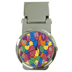 Circles Color Yellow Purple Blu Pink Orange Illusion Money Clip Watches