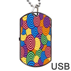 Circles Color Yellow Purple Blu Pink Orange Illusion Dog Tag Usb Flash (two Sides)