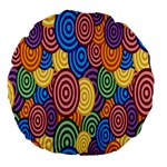 Circles Color Yellow Purple Blu Pink Orange Illusion Large 18  Premium Round Cushions Front