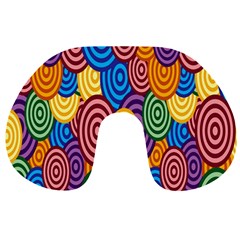 Circles Color Yellow Purple Blu Pink Orange Illusion Travel Neck Pillows by Alisyart