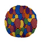 Circles Color Yellow Purple Blu Pink Orange Illusion Standard 15  Premium Flano Round Cushions Front