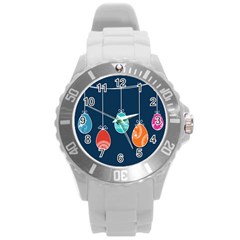 Easter Egg Balloon Pink Blue Red Orange Round Plastic Sport Watch (l)