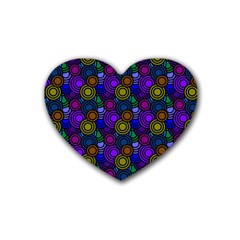 Circles Color Yellow Purple Blu Pink Orange Rubber Coaster (heart) 
