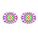 Decoration Red Blue Pink Purple Green Rainbow Cufflinks (Oval) Front(Pair)