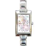 Fireworks Orange Blue Red Pink Purple Rectangle Italian Charm Watch Front