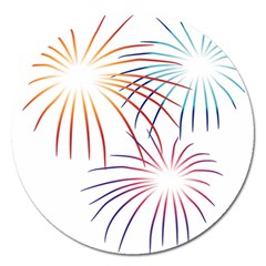 Fireworks Orange Blue Red Pink Purple Magnet 5  (round) by Alisyart