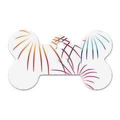 Fireworks Orange Blue Red Pink Purple Dog Tag Bone (two Sides) by Alisyart